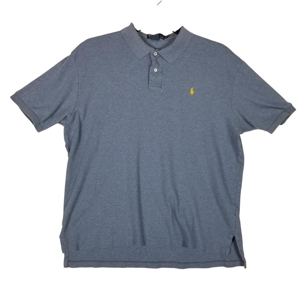 Polo Ralph Lauren Polo Shirt Mens XL Blue Short Sleeve Cotton Yellow Pony Logo